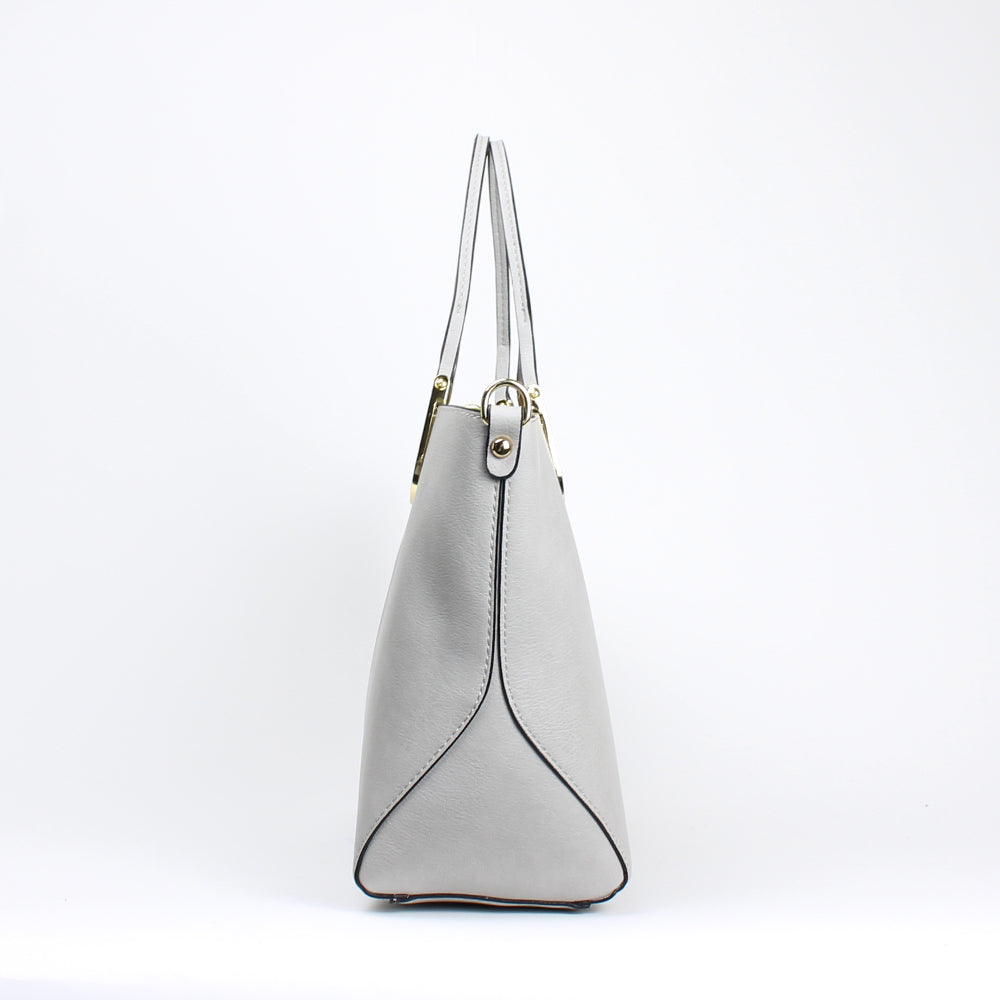 馬蹄金具トートバッグ(M) (インサイド:花柄 )ショルダー紐 ポーチ付き K107