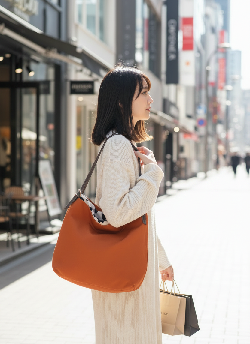PORTE PORTA》【日本製】本革ハンドルナイロンバッグ(M) 0336 – バッグ