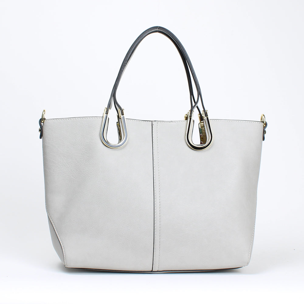 馬蹄金具トートバッグ(M) (インサイド:花柄 )ショルダー紐 ポーチ付き K107