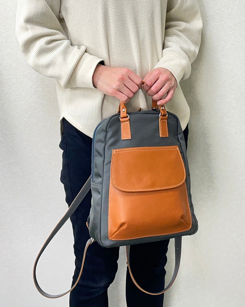 日本製 本革 ナイロン×牛革 リュックサック A411