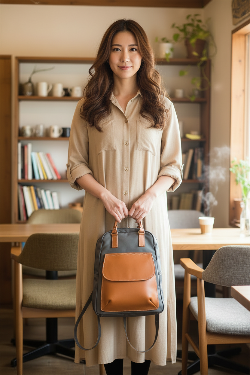 【日本製】ナイロン×牛革 リュックサック A411