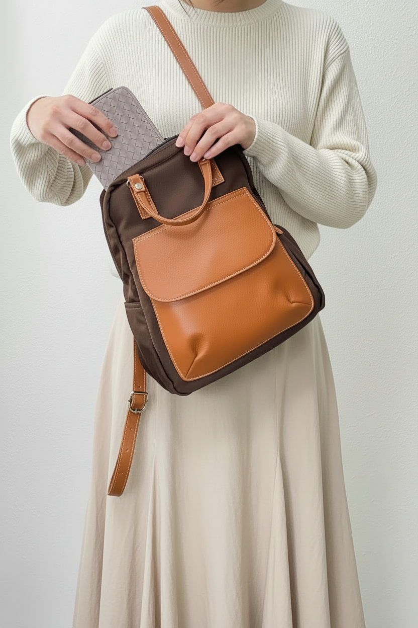 【日本製】ナイロン×牛革 リュックサック A411