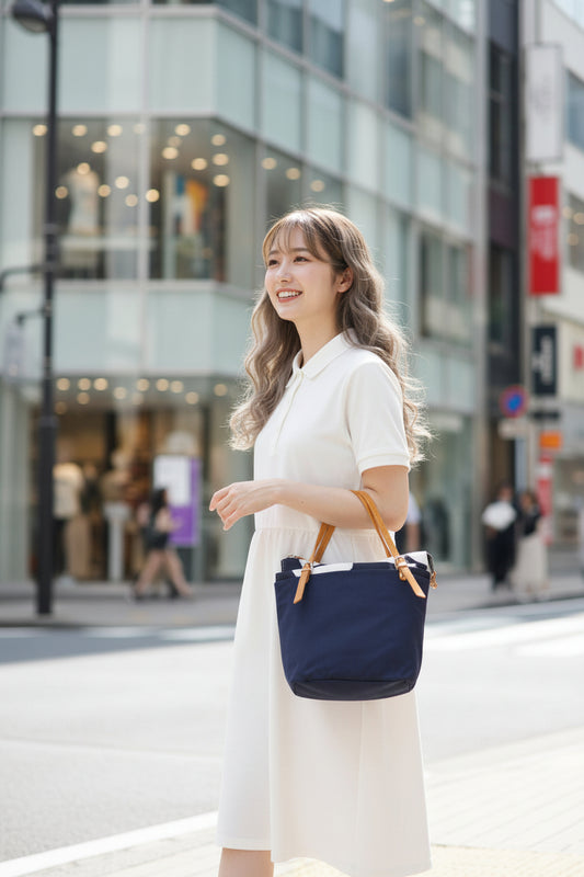 《PORTE PORTA》【日本製】本革ハンドルナイロンバッグ 0340