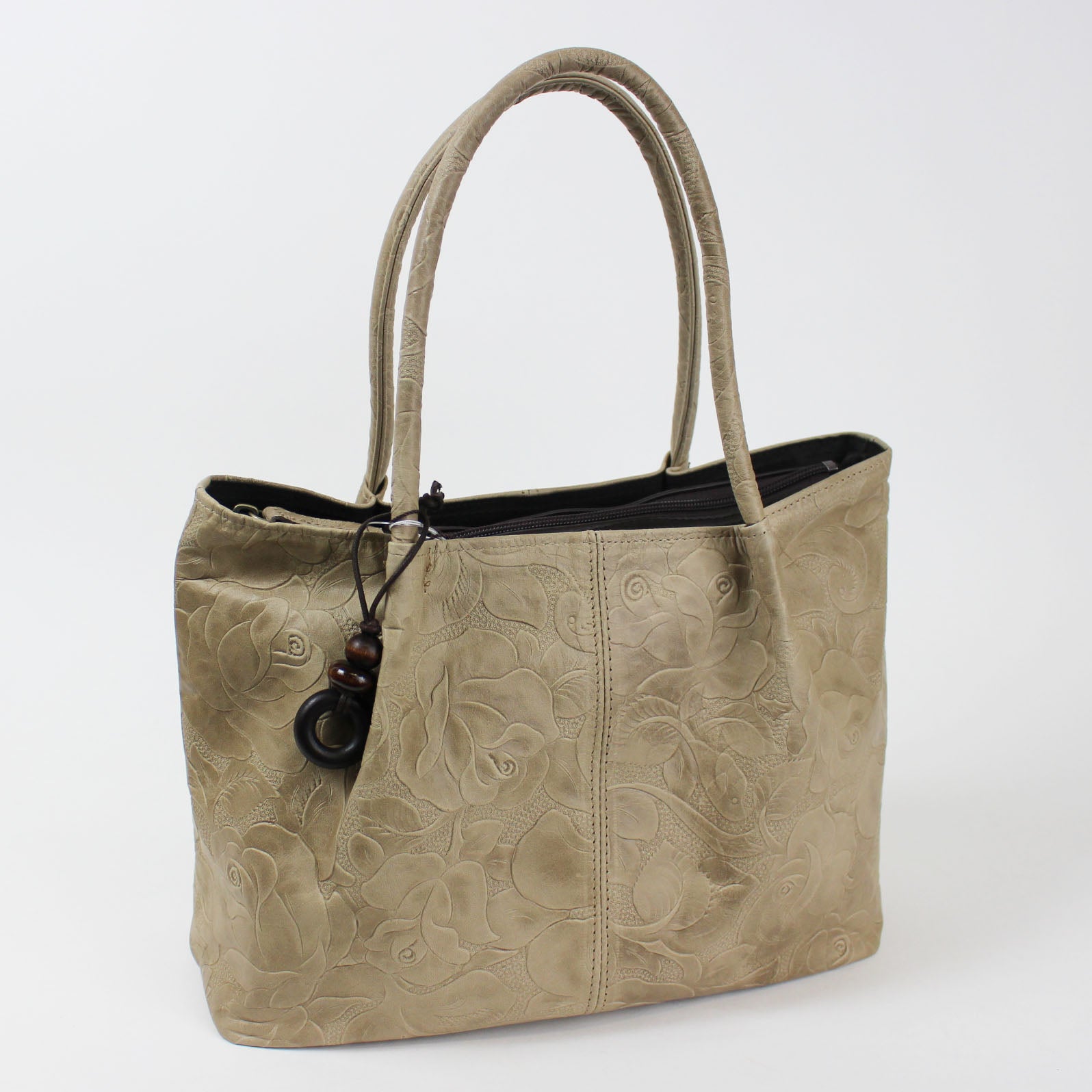 日本製 本革 花柄型押しハンドバッグ 1523 – バッグのお店 「With-bag」